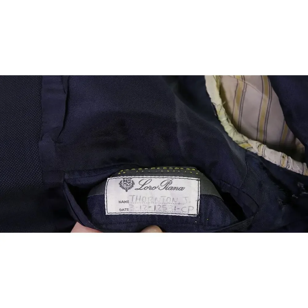 Loro Piana Bespoke Tailored Navy Blue Birdseye Woven Super 150's Wool Blazer 42R